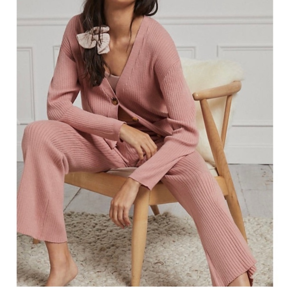 EUC Saturday/Sunday Tori Lounge Set Anthropologie Pink XS PANTS 26” inseam